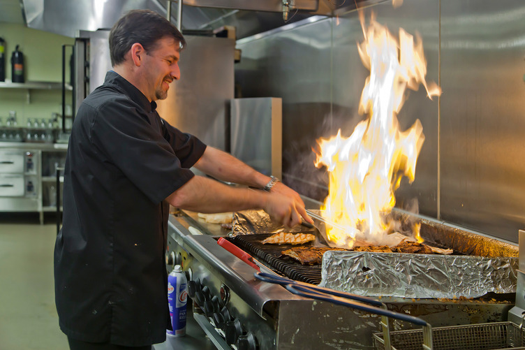 working in a restaurant